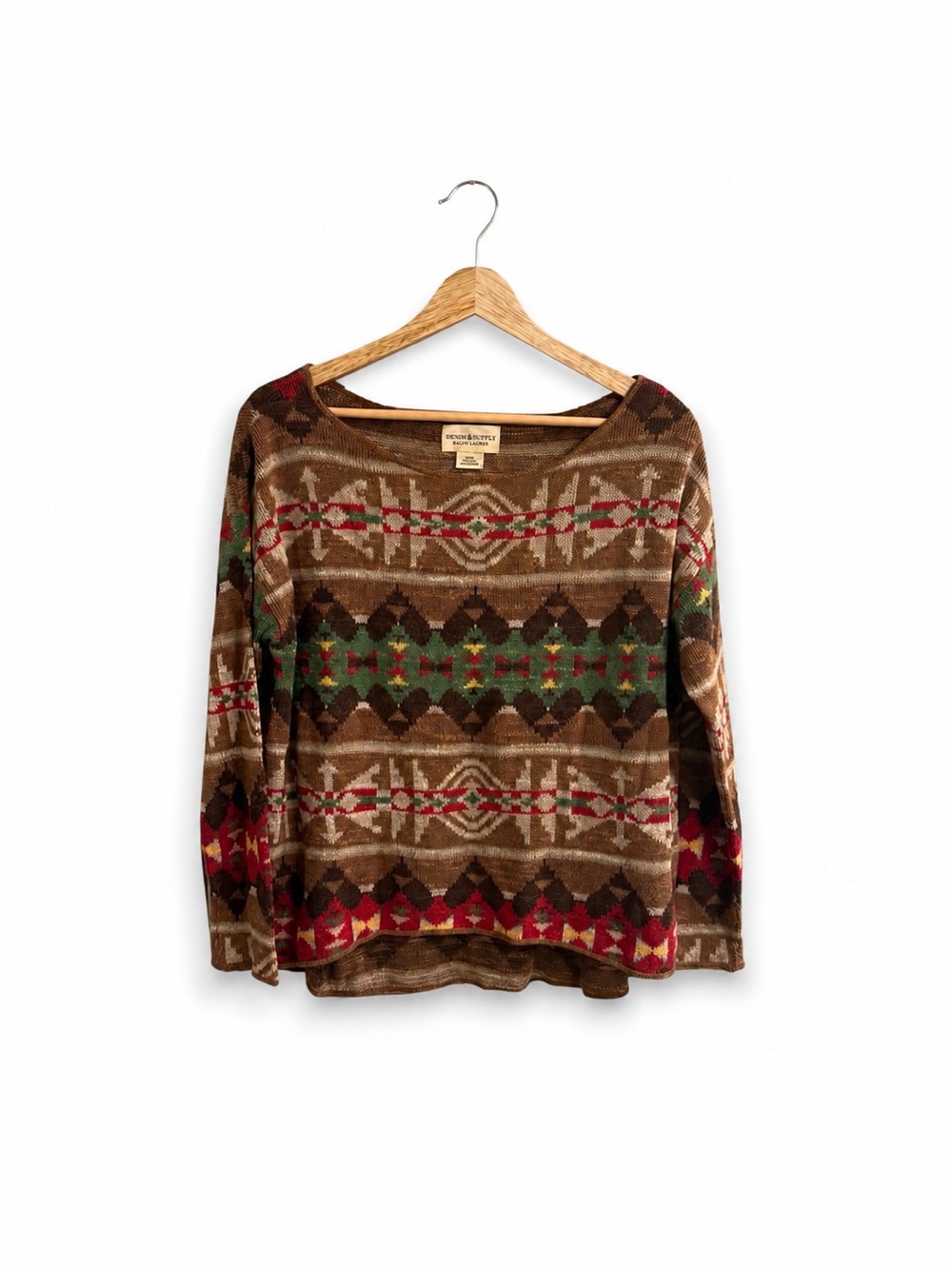 Denim & Supply Ralph Lauren Aztec Southwestern Knit Sweater Brown M